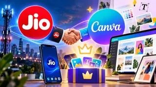 Jio ने Canva के साथ मिलाया हाथ। Photo- ChaTGPT.