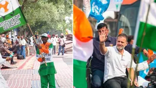 26 वर्षों से कांग्रेस के 'सुपरफैन' बने घूम रहे विनोद तिरंगा (जागरण फोटो)