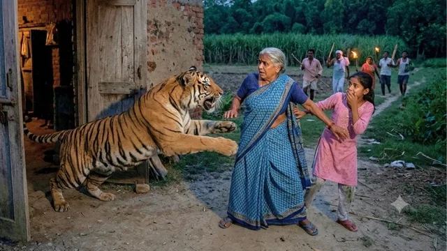 घर की कुंडी खोलते ही महिला पर झपटा बाघ, चीख सुनकर जुटे ग्रामीण तो खेत की ओर भाग गया हैवान
