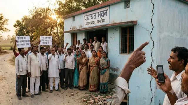 मुखिया का कथित ऑडियो वायरल, 60-40 के हिसाब से 80 लाख की चर्चा; पंचायत भवन में दरार पर भी सवाल