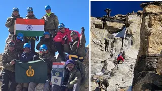हिमाचल की सबसे ऊंची चोटी रियो परगिल पर आईटीबीपी जवानों ने तिरंगा फहराया। सौजन्य ITBP