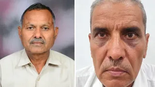 भाजपा विधायक जगमोहन आनंद और रिटायर्ड प्रिंसिपल ईश्वर सिंह (फाइल)