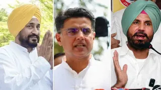 पूर्व सीएम चरणजीत सिंह चन्नी, पंजाब प्रभारी सचिन पायलट और पीपीसीसी प्रधान अमरिंदर सिंह राजा वड़िंग।