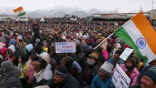 लद्दाख के मुद्दाें पर कारगिल में 20 सितंबर को केडीए का प्रदर्शन। (फाइल फोटो)