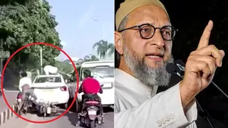 भोपाल: VIP रोड पर असदुद्दीन ओवैसी के काफिले में टकराईं गाड़ियां (फोटो- सोशल मीडिया)