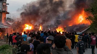 मणिपुर के गांव में आतंकवादियों ने दो घर जलाए जिसमें दो महिलाओं की मौत हो गई