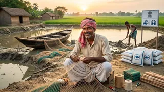 बिहार के बाढ़ पीड़ित मछुआरों को राहत (AI Generated Image)