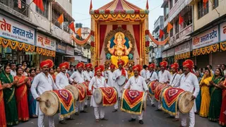 गणेशोत्सव में ढोल-ताशा बजाने की परंपरा (AI Generated Image)