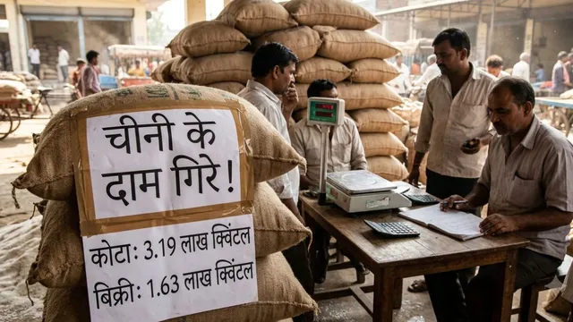 बिजनौर में चीनी के दाम गिरे, कोटा मिला 3.19 लाख क्विंटल और बिकी केवल 1.63 लाख क्विंटल चीनी
