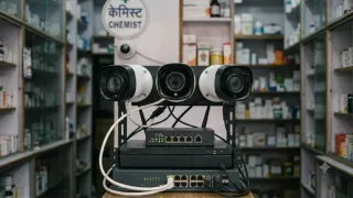 दिल्ली के मेडिकल स्टोरी सें सीसीटीवी अनिवार्य करने का विरोध। फोटो: एआई जनरेटेड