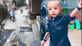मासूम पर आवारा कुत्ते का हमला। (वीडियो ग्रैब)