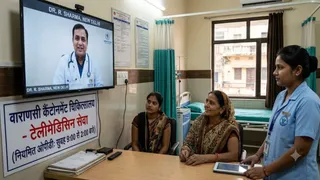 वाराणसी कैंटोनमेंट अस्पताल में टेलीमेडिसिन सेवा शुरू, अब घर बैठे पाएं विशेषज्ञ सलाह। (AI Image)
