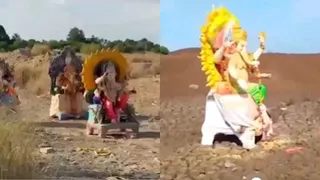 पुत्तलुरू में भीषण सूखे से चित्रावती नदी पूरी तरह सूख गई। ( फोटो-सोशल मीडिया)