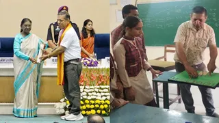 राष्ट्रपति से पुरस्कार लेते डॉ. दिनेश कुमार। फोटो जागरण