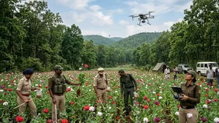 बिहार-झारखंड बॉर्डर पर अफीम की खेती (एआई जेनरेटेड तस्वीर)