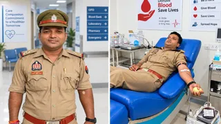 खाकी का मानवीय चेहरा: वाराणसी पुलिस उप निरीक्षक ने 25 किमी बाइक चलाकर किया रक्तदान।