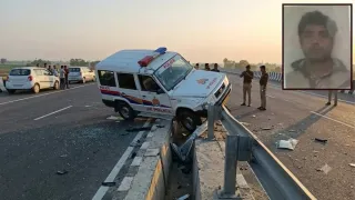 यह तस्वीर एआई की मदद से बनाई गई है और इनसेट में मृतक पुलिसकर्मी की तस्वीर है।