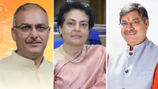 संजय भाटिया, रेखा शर्मा और सतीश पूनिया (फाइल फोटो)