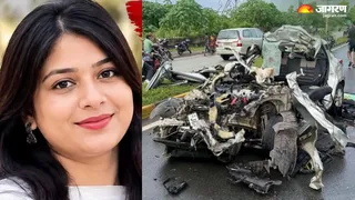 मंत्री दीपिका पांडेय सिंह की बेटी तृषा (फाइल फोटो) और जमशेदपुर में दुर्घटनाग्रस्त कार।