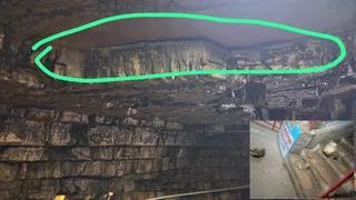 बारिश के बाद चट्टानों में दिखी दरार। (इनसेट- पत्थर गिरे)