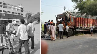 सिरसा में ट्रक और ट्रैक्टर के बीच टक्कर (जागरण फोटो)