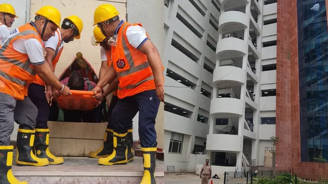 दिल्ली की घटनाओं से सबक, टावर ऑफ जस्टिस में परखी गई आपात सुरक्षा, फायर से लेकर SDRF तक ने किया मॉक ड्रिल - gurugram tower of justice mock drill tests emergency preparedness