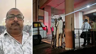 अरुण कुमार की फाइल फोटो व जांच करती पुलिस।