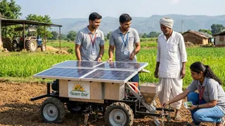 सौर ऊर्जा से चलने वाला किसान दोस्त (एआई जेनरेटेड तस्वीर)