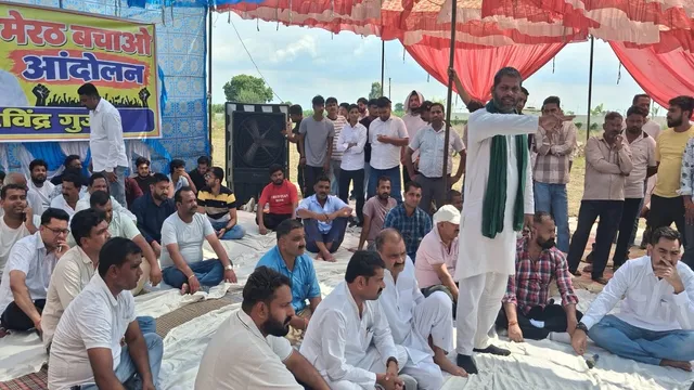 ध्वस्तीकरण के विरोध में मेरठ के उल्देपुर में सड़क पर उतरे किसान, व्यापारी और मकान मालिक; बोले- बचाव को कानून बनाए सरकार