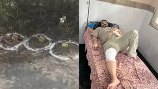 एनकाउंटर की जगह और अस्पताल में उपचाराधीन घायल सिपाही।