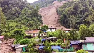 सिक्किम के रिम्बी गांव में भारी तबाही।