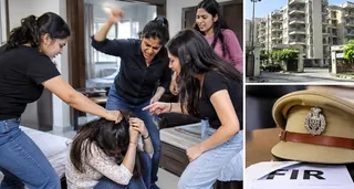 गाजीपुर रोड स्थित एयरो होम्स सोसायटी में हुई मारपीट की घटना। (एआई जनरेटेड फोटो)
