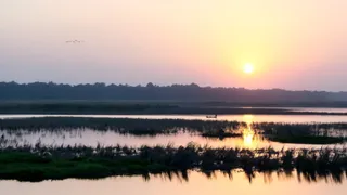 माधोटांडा के समीप स्थित शारदा सागर डैम पर सूर्यास्त का नजारा। फाइल फोटो
