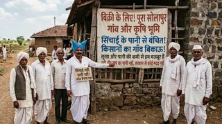 सोलापुर के किसानों ने जताया विरोध। (एआई द्वारा निर्मित फोटो।)