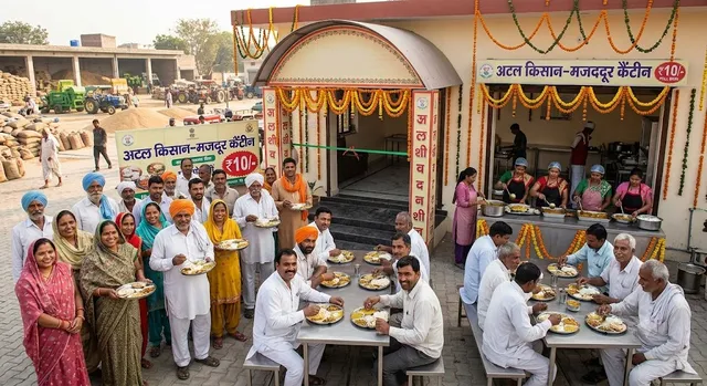 सोनीपत के गन्नौर अनाज मंडी में खुली अटल किसान-मजदूर कैंटीन, अब 10 रुपये में मिलेगा भरपेट भोजन