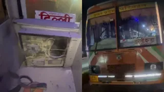 बस में आग लगने से यात्रियों में अफरातफरी। (वीडियो ग्रैब)