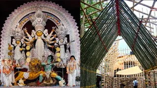 दमदम तरुण दल का निर्माणाधीन पूजा पंडाल (फोटो सौजन्य:पूजा कमेटी)