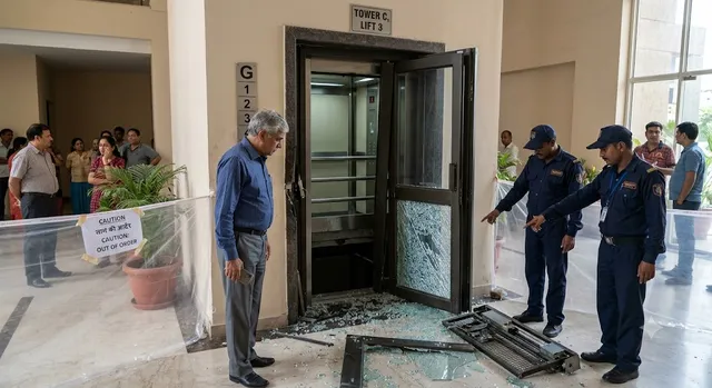 गाजियाबाद में छठी मंजिल से फ्री-फॉल हुई लिफ्ट, ग्राउंड फ्लोर का गेट टूटा; बाल-बाल बचे निवासी