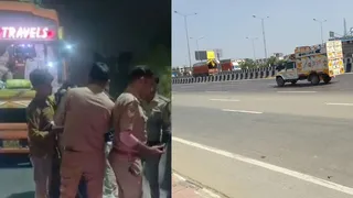डीएमइ पर बस पर की गई फायरिंग की घटना के बाद मौके पर पहुंची पुलिस। सौ- पुलिस