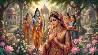राम सीता की पहली मुलाकात: स्वयंवर से पहले पुष्पवाटिका का रहस्य (Picture Credit: AI Generated)