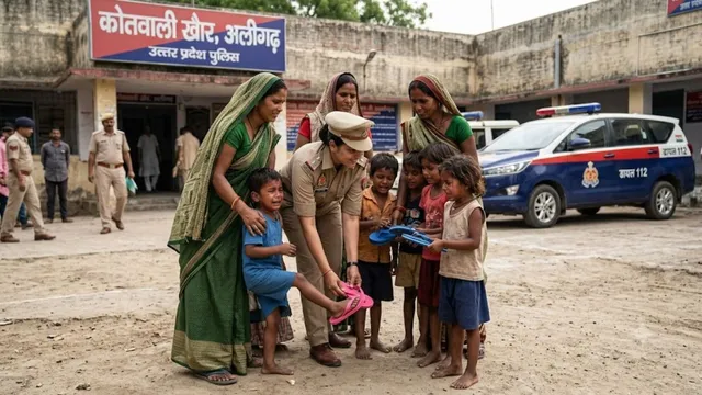 नंगे पैर थाने पहुंचे बच्चों को इंस्पेक्टर ने पहनवाईं चप्पलें, अलीगढ़ की  खैर कोतवाली में आया अजब मामला