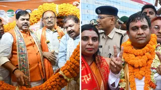 एनडीए समर्थित प्रत्याशी नरेंद्र प्रसाद सिंह व निर्दलीय प्रत्याशी वंशीधर ब्रजवासी।