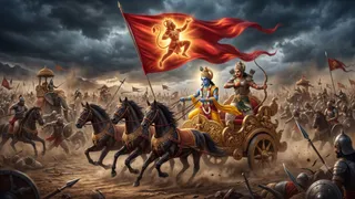 महाभारत युद्ध में अर्जुन के रथ पर क्यों थे बजरंगबली (Picture Credit: AI Generated)