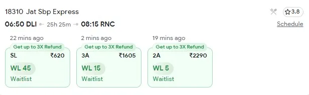 5 october delhi to ranchi train