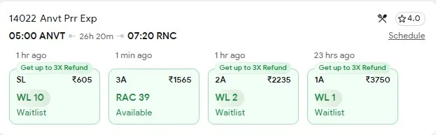 8 october delhi to ranchi train