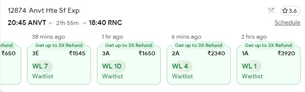 6 october delhi to ranchi train