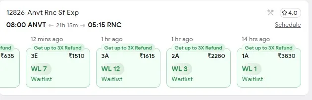 7 october delhi to ranchi train