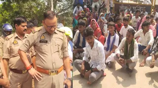 जौनपुर में दुराचार आरोपियों की गिरफ्तारी न होने पर ग्रामीणों का प्रदर्शन, पुलिस ने किया लाठीचार्ज।