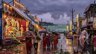 दुर्गापूजा और दशहरे के दौरान बारिश का साया (एआई जेनरेटेड तस्वीर)