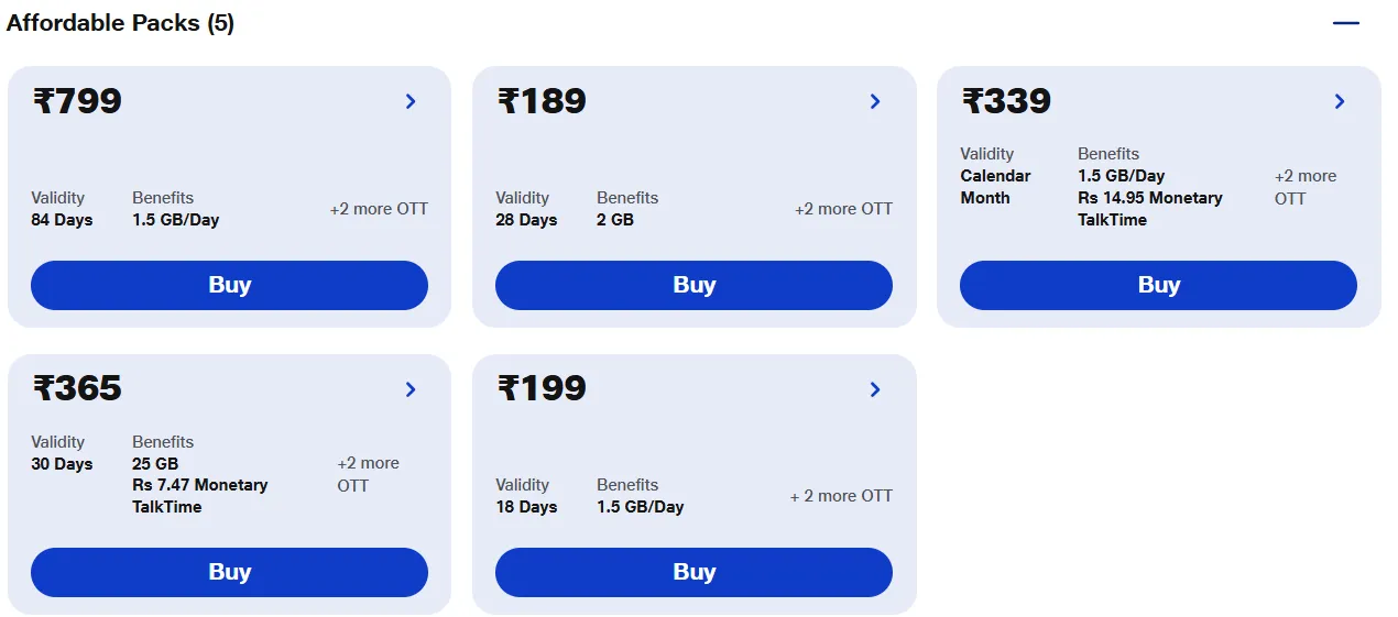 Jio 189 and 199